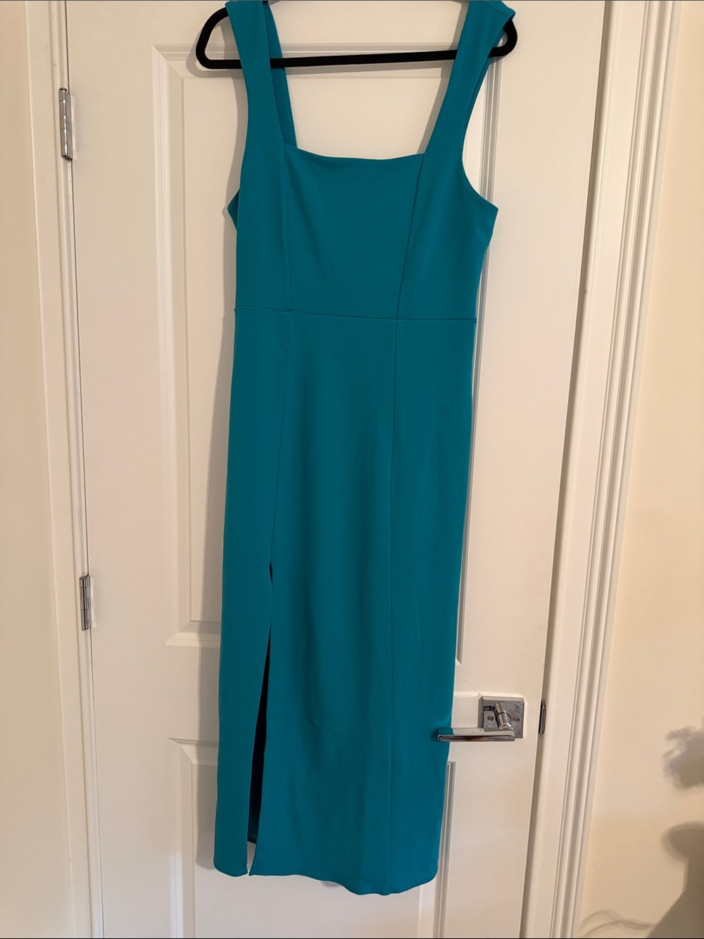 Show Me Your MuMu Teal Square-Neck Maxi with Front Slit